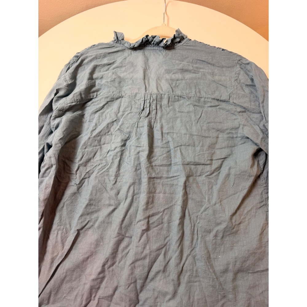 JP and Mattie Blouse Women Medium Blue Excellent Ruffle Lace Boho Top - Picture 5 of 7